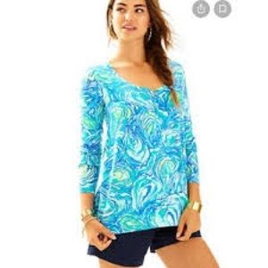 Lilly Pulitzer Sorella Top in Sparkling Blue Oh Shucks